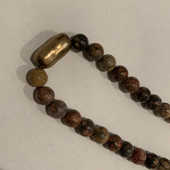 Stone Jasper Beaded Cross Necklace Boho Rustic - Picture 5 of 7